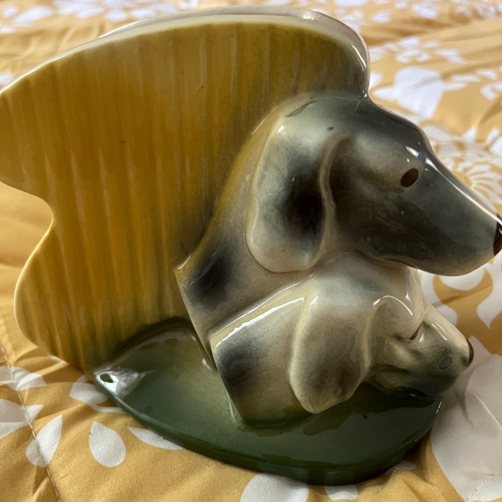 MCM Ceramic Dog Figurine - Yellow and Green